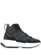 Mm6 Maison Margiela Panelled High-top Sneakers - Black