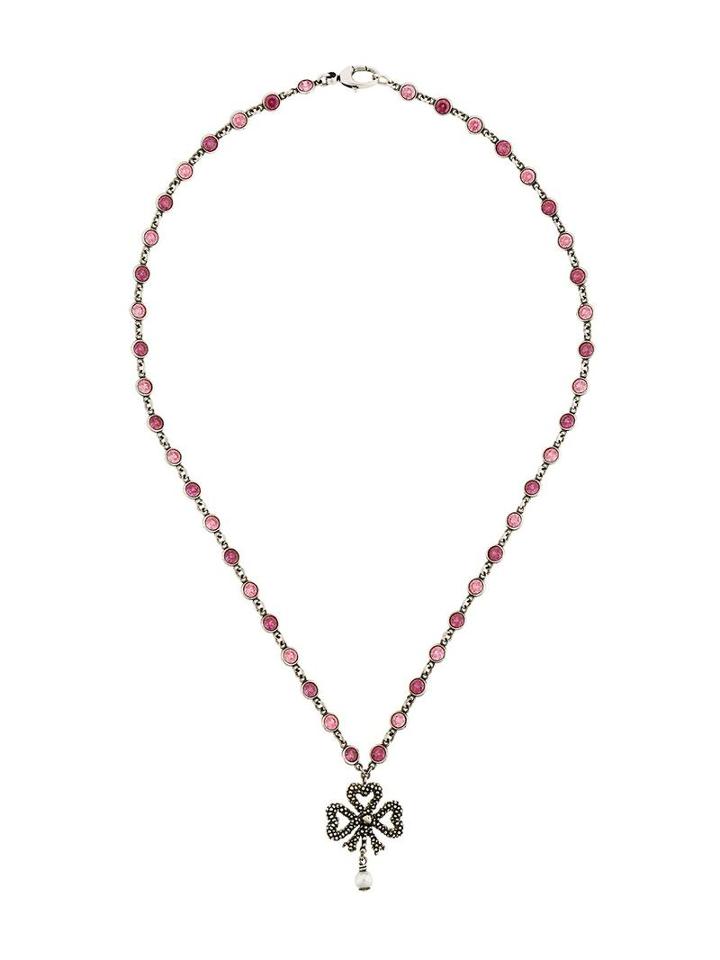 Gucci Bow Pendant Necklace, Pink/purple