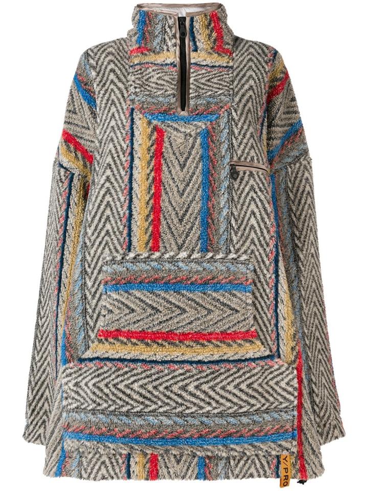 Y / Project Oversized Zig-zag Hoodie - Brown