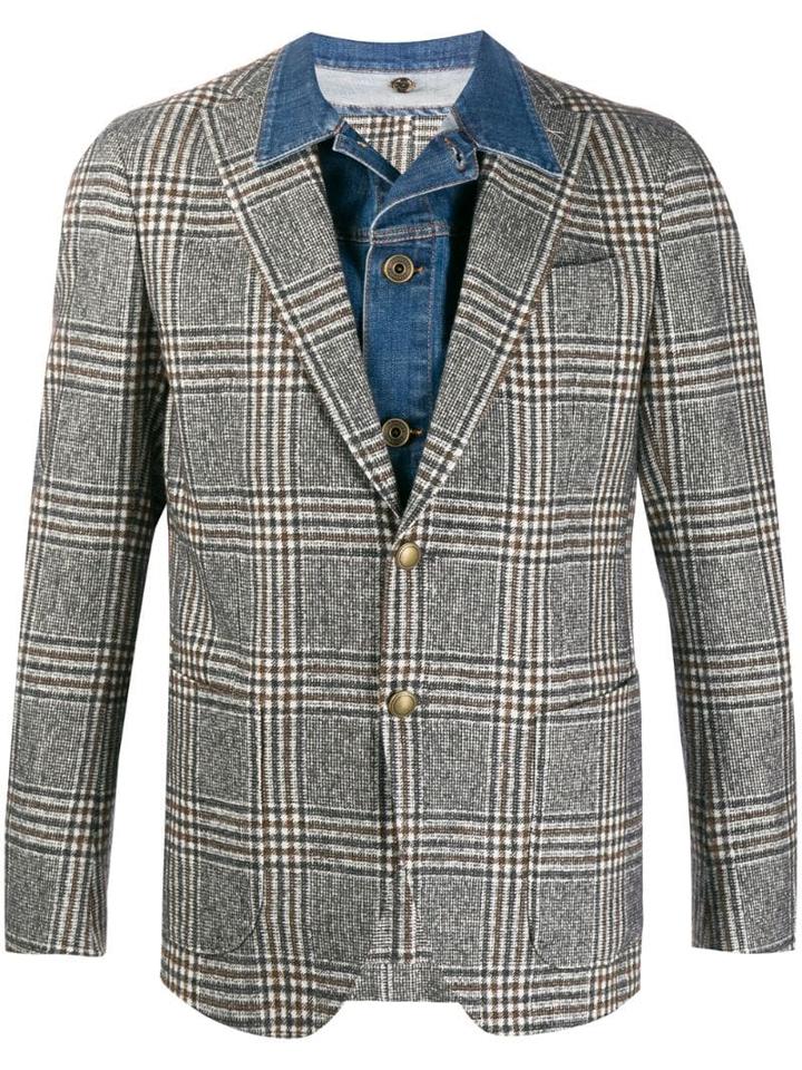 Eleventy Layered Single Breasted Blazer - Neutrals
