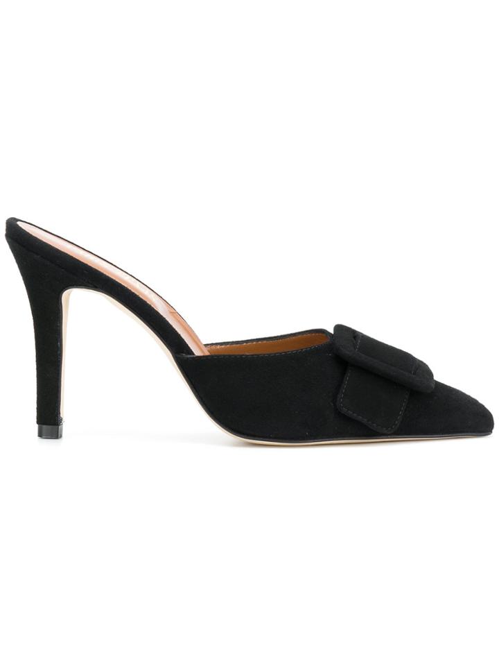 Paris Texas Buckle Embellished Mules - Black