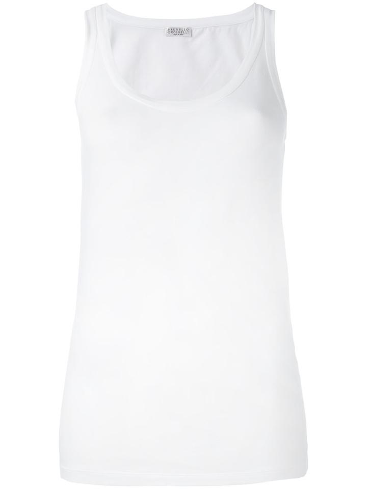 Brunello Cucinelli Classic Tank Top, Women's, Size: Large, White, Cotton/spandex/elastane