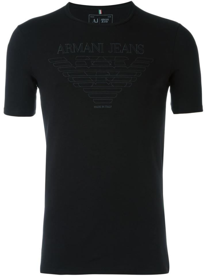 Armani Jeans Round Neck T-shirt, Men's, Size: Large, Black, Cotton/spandex/elastane