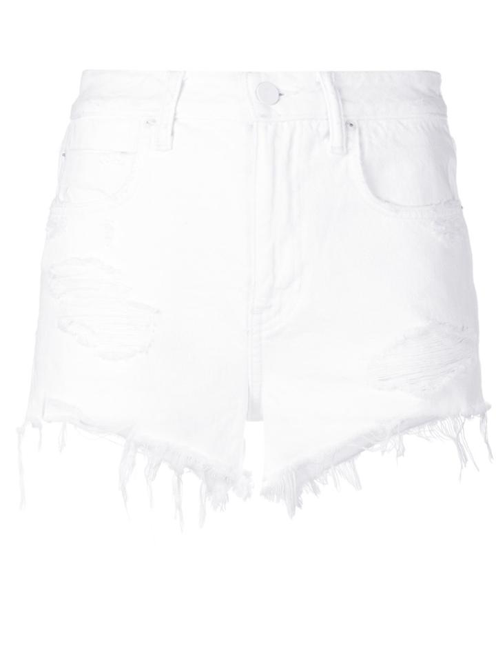 T By Alexander Wang Ripped Short Denim Shorts - White