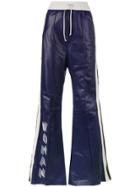 Off-white High Waisted Flared Leather Track Pants - Blue