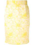 Blugirl - Embellished Pencil Skirt - Women - Cotton/acrylic/polyester/acetate - 42, Yellow/orange, Cotton/acrylic/polyester/acetate