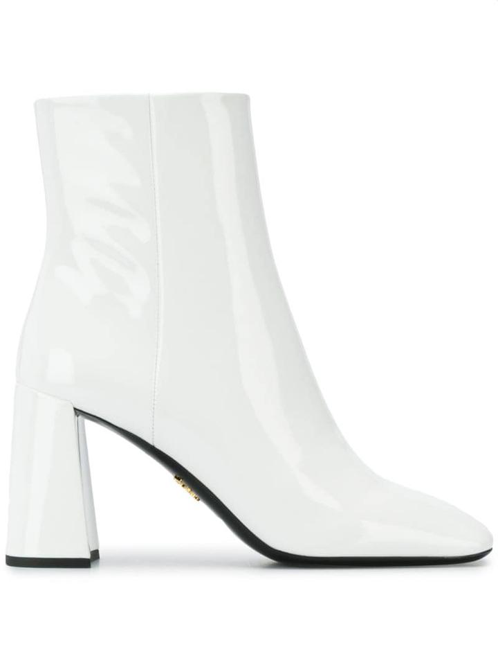 Prada Ankle Zip Boots - White