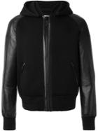 Givenchy Leather Sleeve Hooded Jacket, Men's, Size: Medium, Black, Lamb Skin/cupro/viscose/spandex/elastane