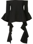 Ellery Off Shoulder Ruffle Sleeve Top, Women's, Size: 12, Black, Polyester
