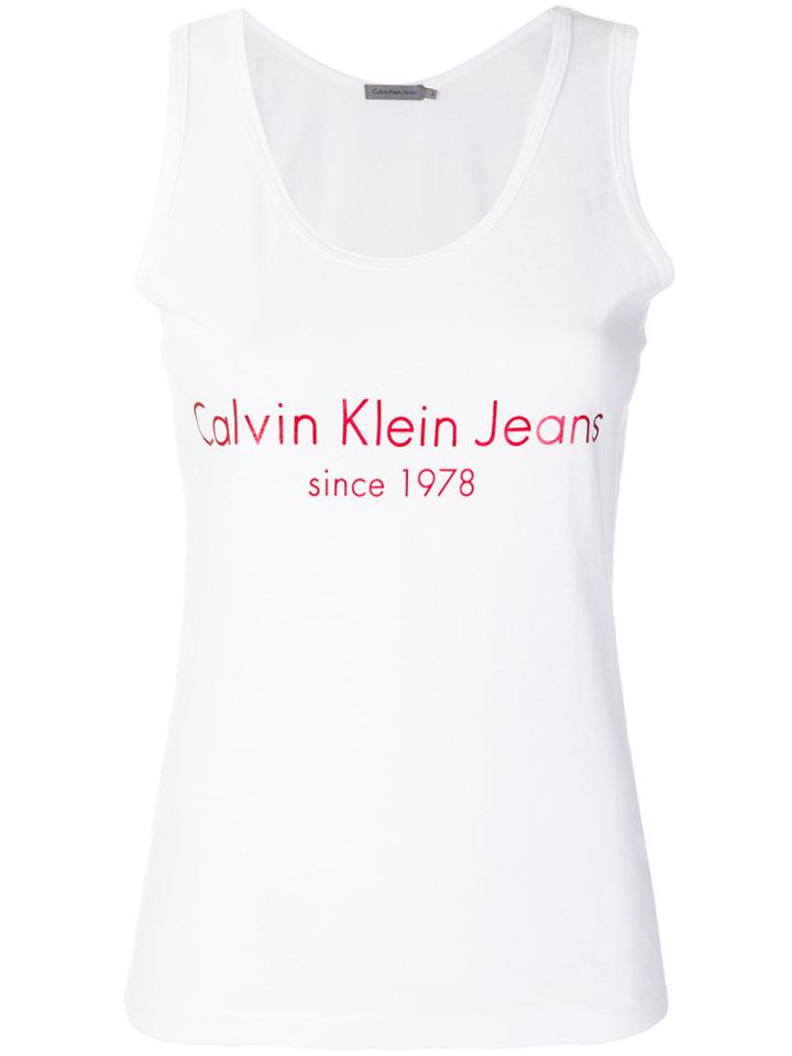 Calvin Klein Jeans Logo Print Tank Top - White