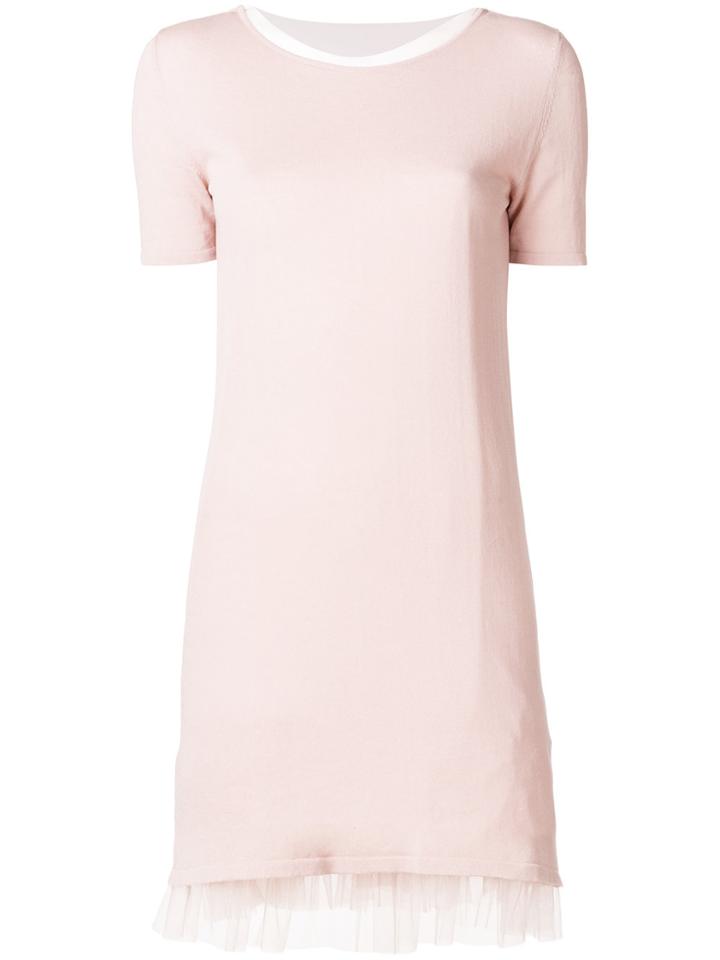 Blugirl Knitted Tulle Layer Dress - Pink & Purple
