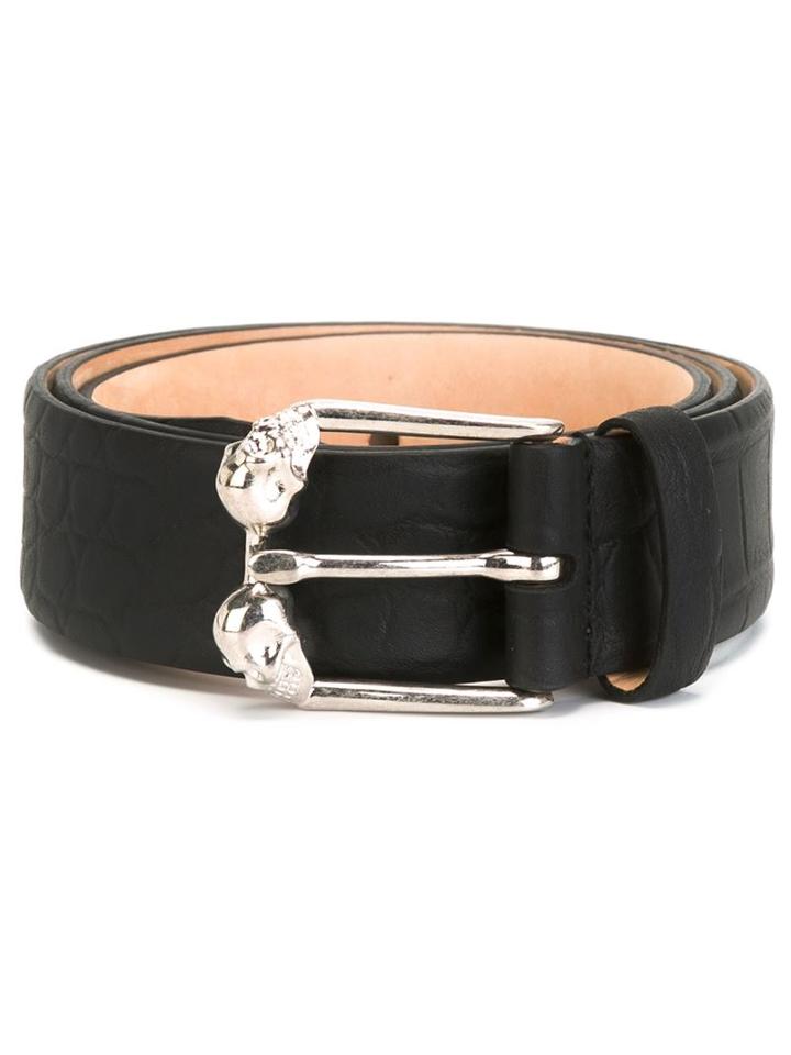 Alexander Mcqueen Skull Motif Buckle Belt, Men's, Size: 100, Black, Leather