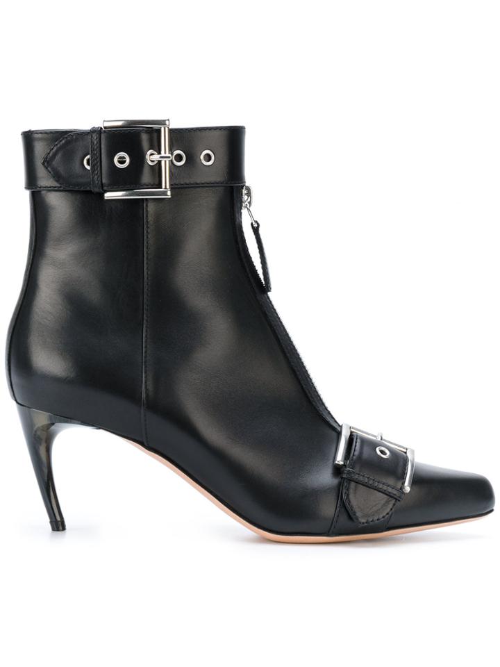 Alexander Mcqueen Heeled Buckle Boots - Black