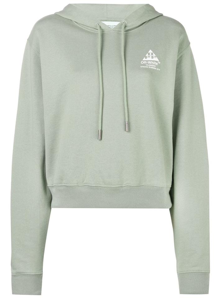 Off-white Floral Logo Hoodie - Green