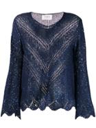 Snobby Sheep Sequin Caged Knit Sweater - Blue