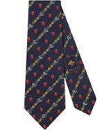 Gucci Double G Pineapple Strawberry Tie - Blue