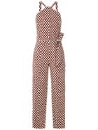 Andrea Marques Tie Waist Printed Jumpsuit - Brown