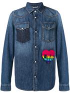 Valentino Love Patch Denim Shirt - Blue
