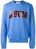 Msgm - Logo Print Sweatshirt - Men - Cotton - L, Blue, Cotton