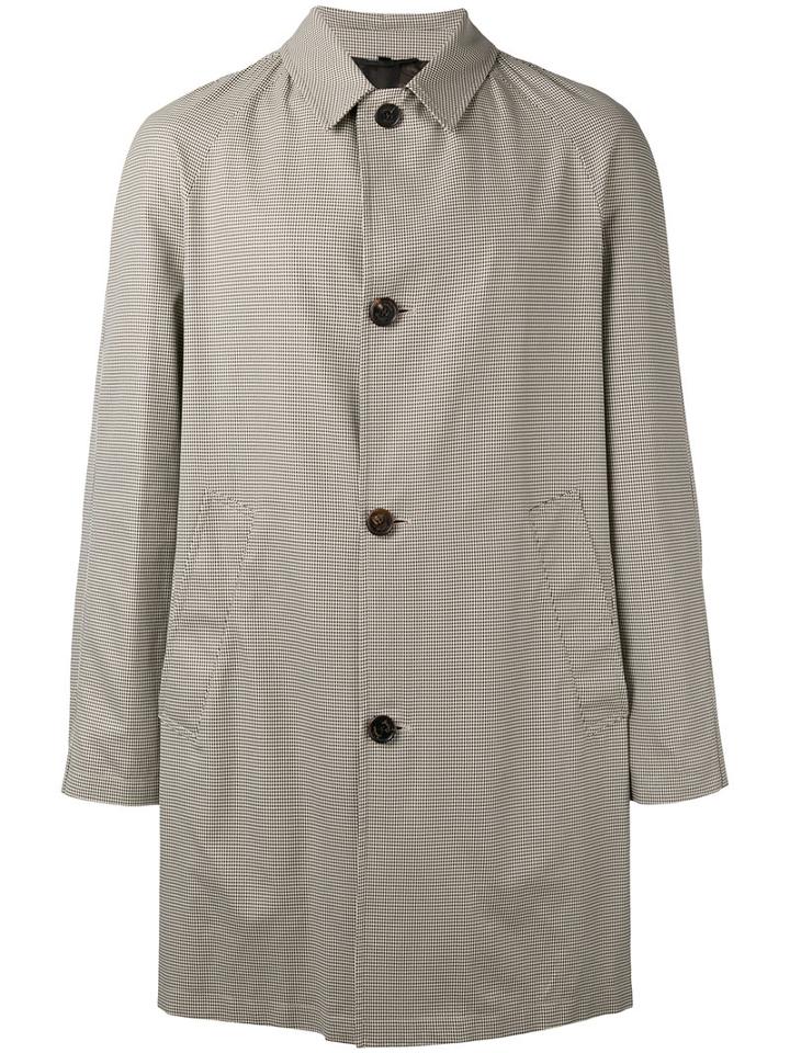Sealup Houndstooth Print Coat, Men's, Size: 54, Nude/neutrals, Polyamide/polyurethane/cupro