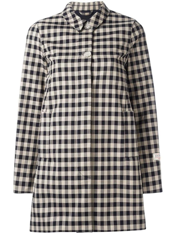 Woolrich Checked Mid Coat, Women's, Size: Medium, Blue, Cotton