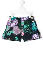Young Versace - Floral Print Shorts - Kids - Polyester - 4 Yrs, Pink/purple