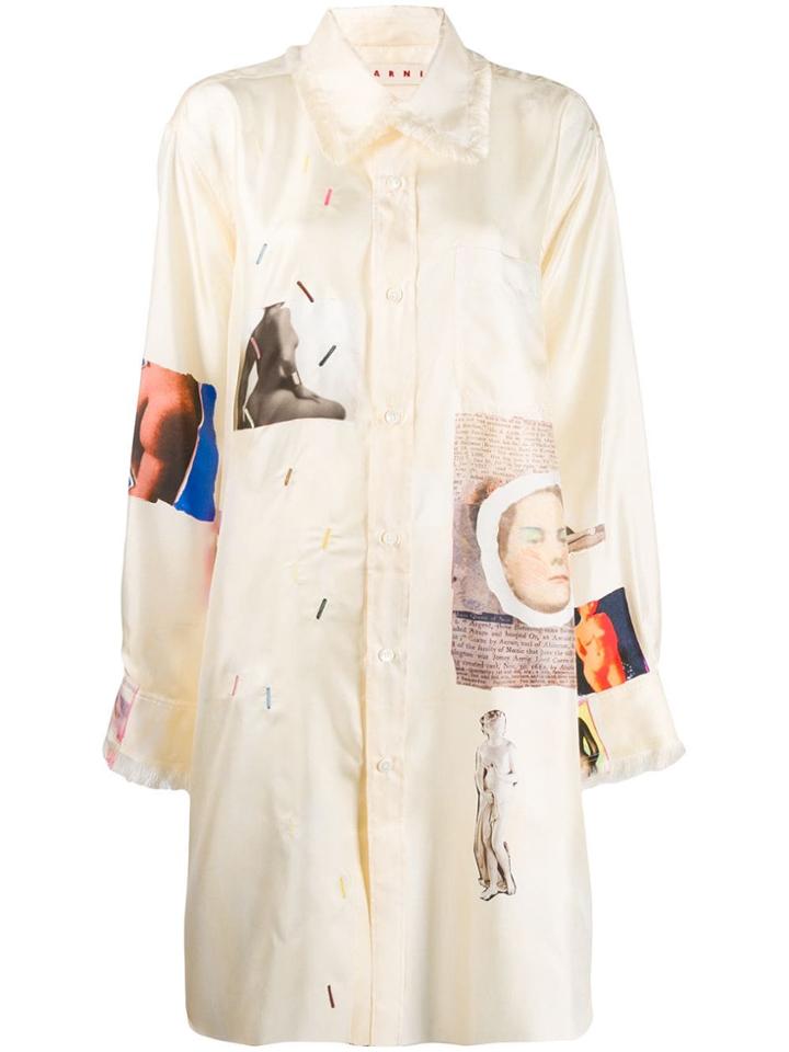Marni Venus Print Shirt Dress - Neutrals