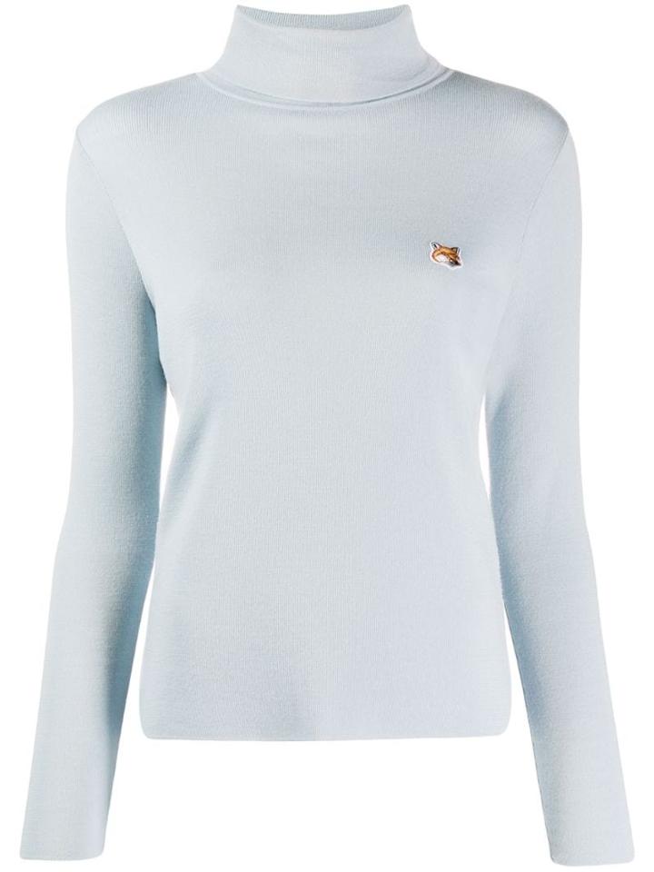Maison Kitsuné Fox Logo Embroidered Jumper - Blue