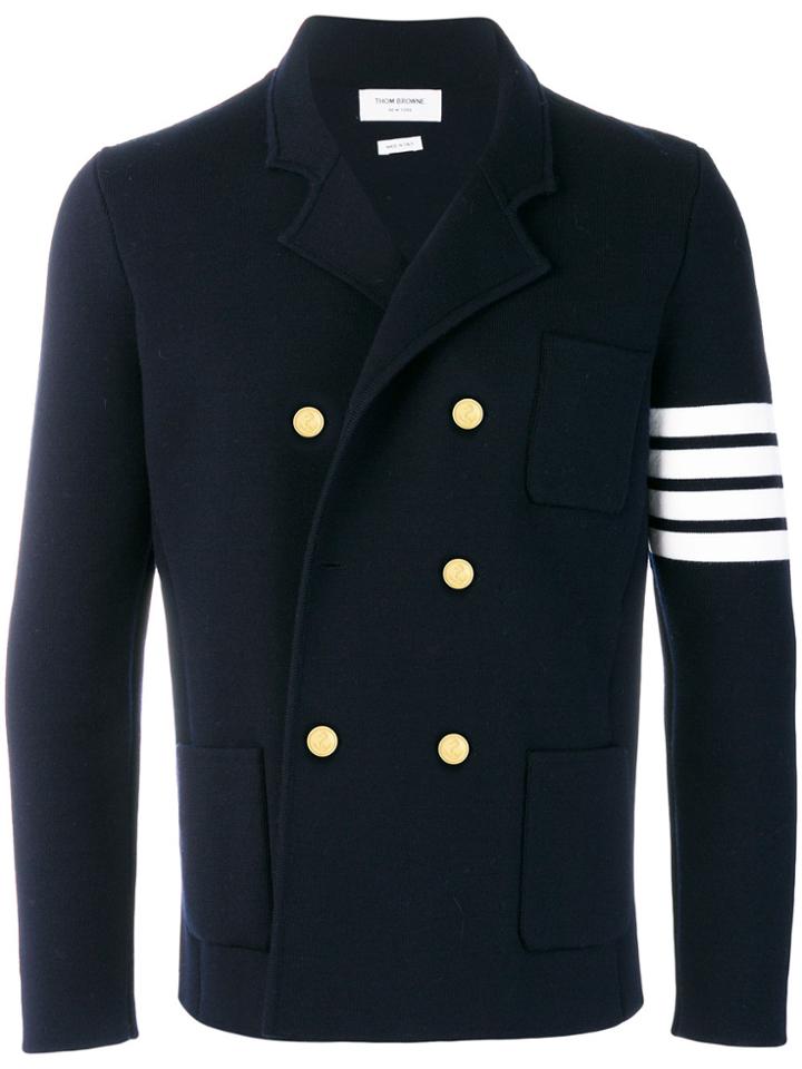 Thom Browne 4-bar Stripe Double-breasted Merino Wool Sport Coat - Blue