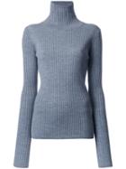 Le Ciel Bleu 'highneck Wide Rib' Blouse, Women's, Size: 36, Grey, Wool