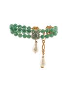 Dolce & Gabbana Pearl And Rhinestone Beaded Necklace - Green