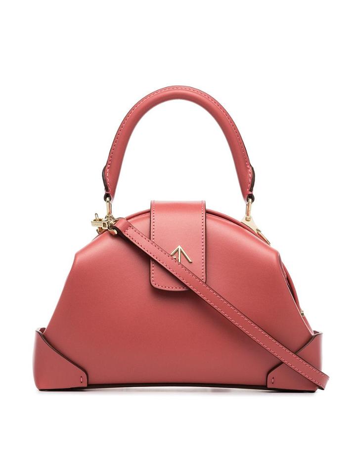 Manu Atelier Pink Demi Top Handle Leather Shoulder Bag