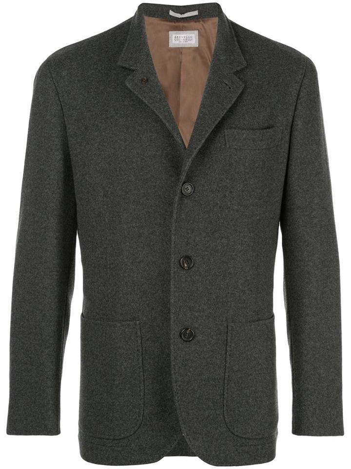 Brunello Cucinelli Single-breasted Fitted Blazer - Grey