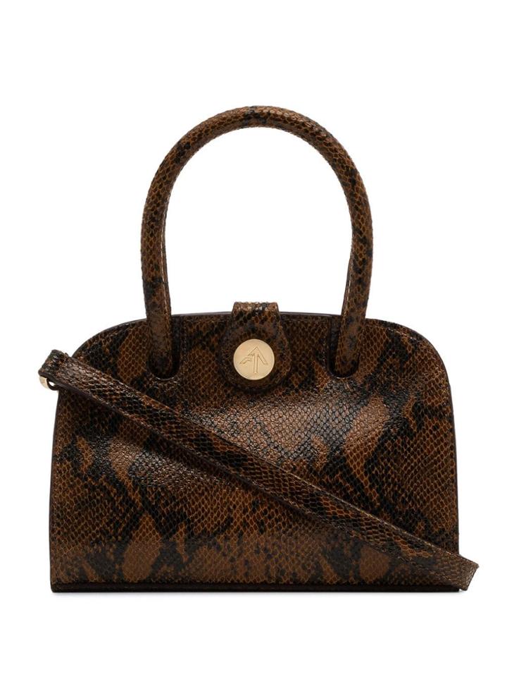Manu Atelier Micro Ladybird Snake Print Shoulder Bag - Brown