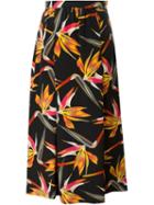 Fendi Orchid Print Skirt, Women's, Size: 44, Black, Silk