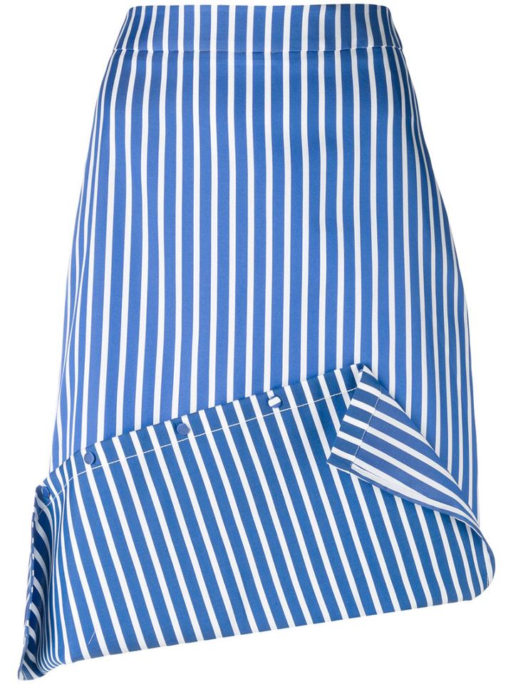 Ports 1961 - Striped Asymmetric Skirt - Women - Silk/cotton/polyester - 44, Blue, Silk/cotton/polyester