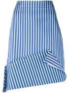 Ports 1961 - Striped Asymmetric Skirt - Women - Silk/cotton/polyester - 44, Blue, Silk/cotton/polyester