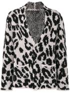 Amiri Leopard Intarsia Cardigan - Black