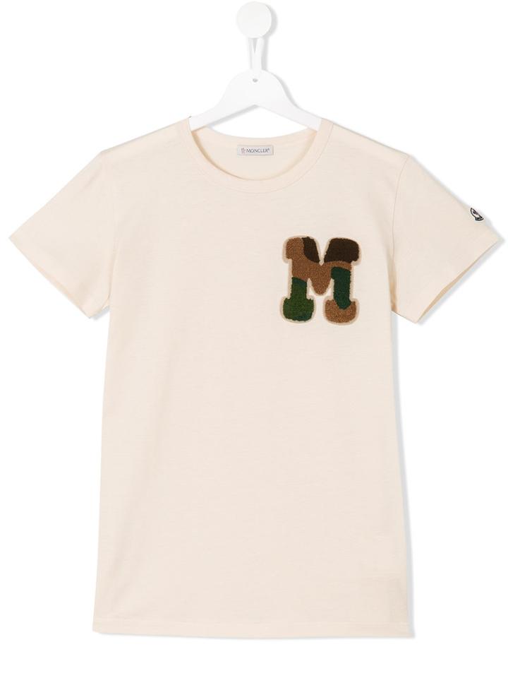 Moncler Kids M Appliqué T-shirt, Boy's, Size: 14 Yrs, White