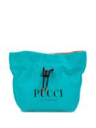 Emilio Pucci Blue Logo-print Cotton-canvas Beauty Case