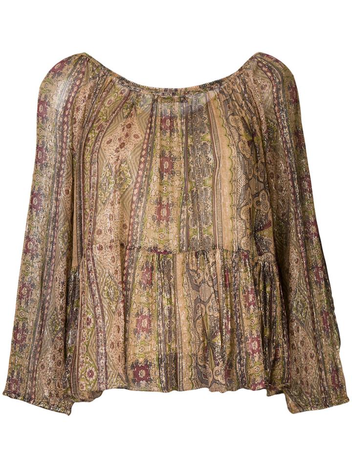 Mes Demoiselles Peasant Blouse With Print - Multicolour