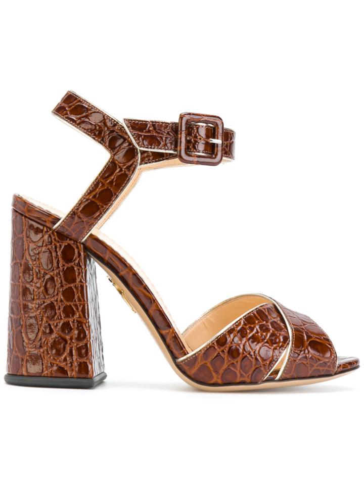 Charlotte Olympia Croc Effect Sandals - Brown