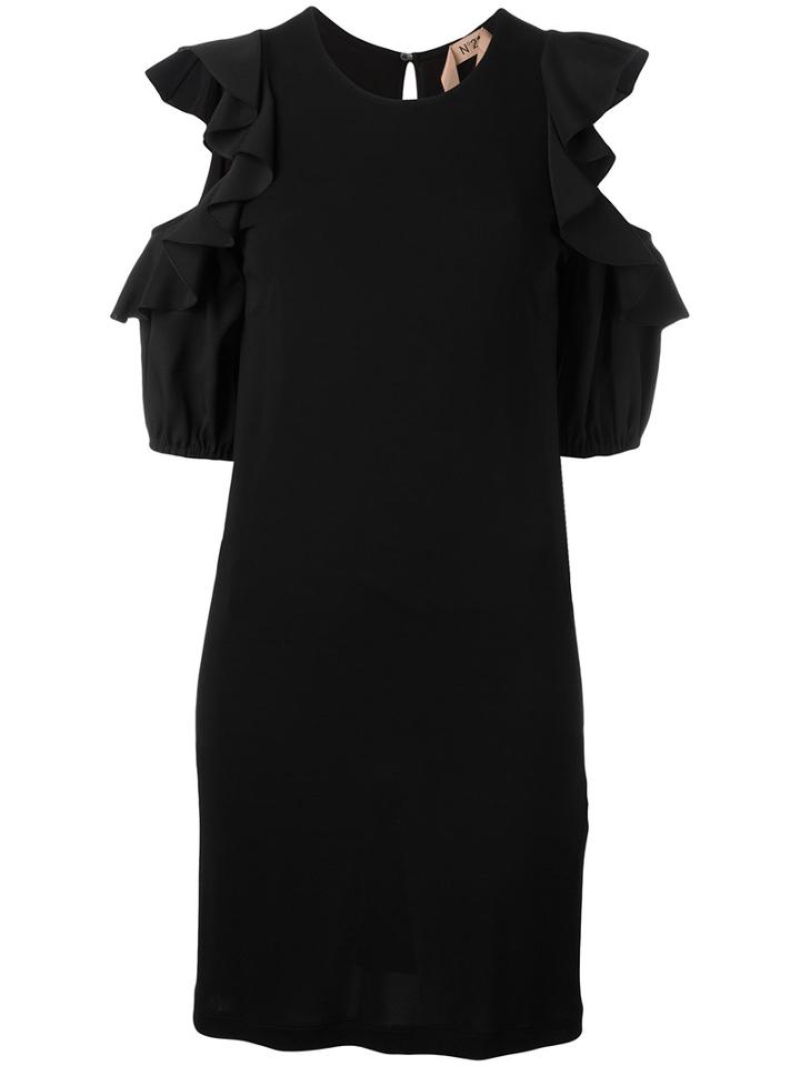 No21 Cut-off Ruffled Sleeves Dress, Women's, Size: 42, Black, Silk/acetate/viscose