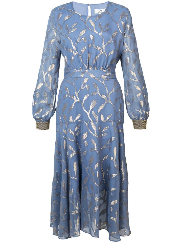 We Are Kindred Metallic Floral Midi Dres - Blue
