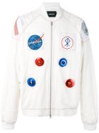 Sankuanz Space Motif Bomber Jacket, Men's, Size: Medium, White, Polyester/tencel/polyamide