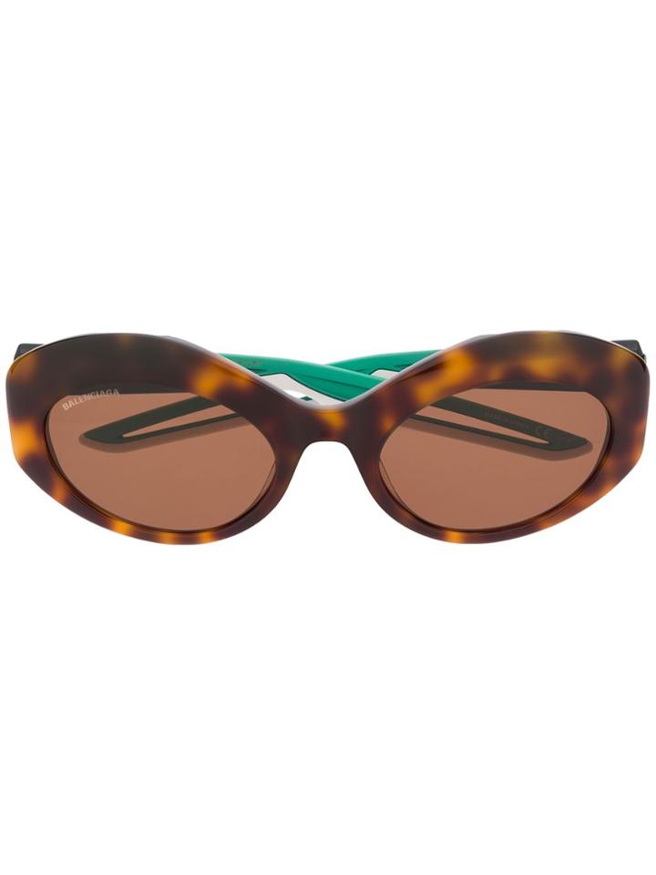 Balenciaga Eyewear Round Tortoise-shell Sunglasses - Brown