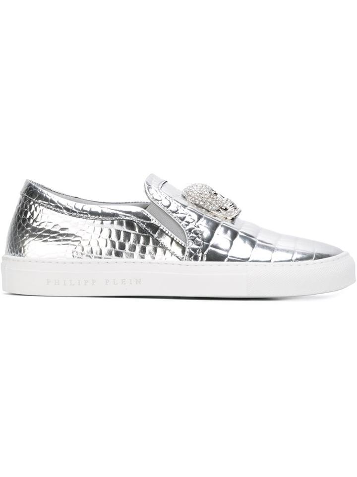 Philipp Plein Embellished Skull Slip-on Sneakers