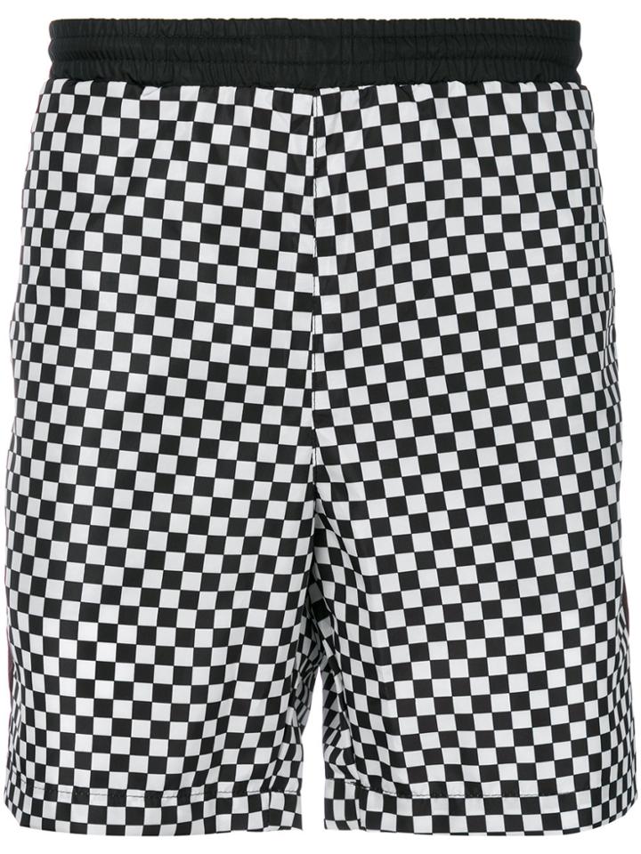 Low Brand Checked Swim Shorts - Black