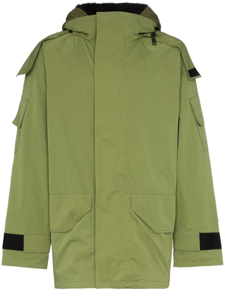 Yves Salomon Bachette Fur Lined Hooded Coat - Green