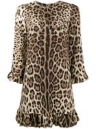 Dolce & Gabbana Leopard Print Ruffle Dress - Brown